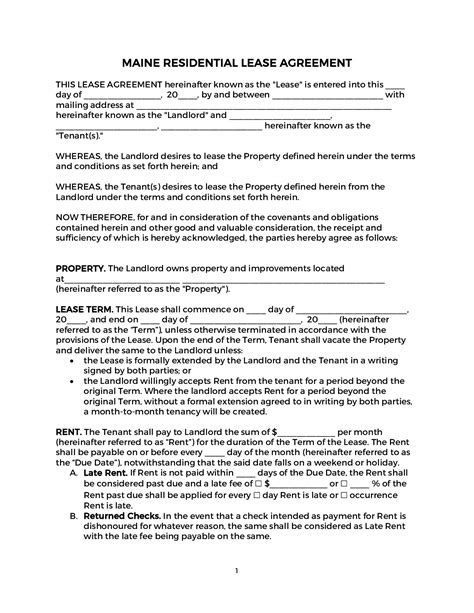 Maine Rental Lease Agreement Template [2024 ]